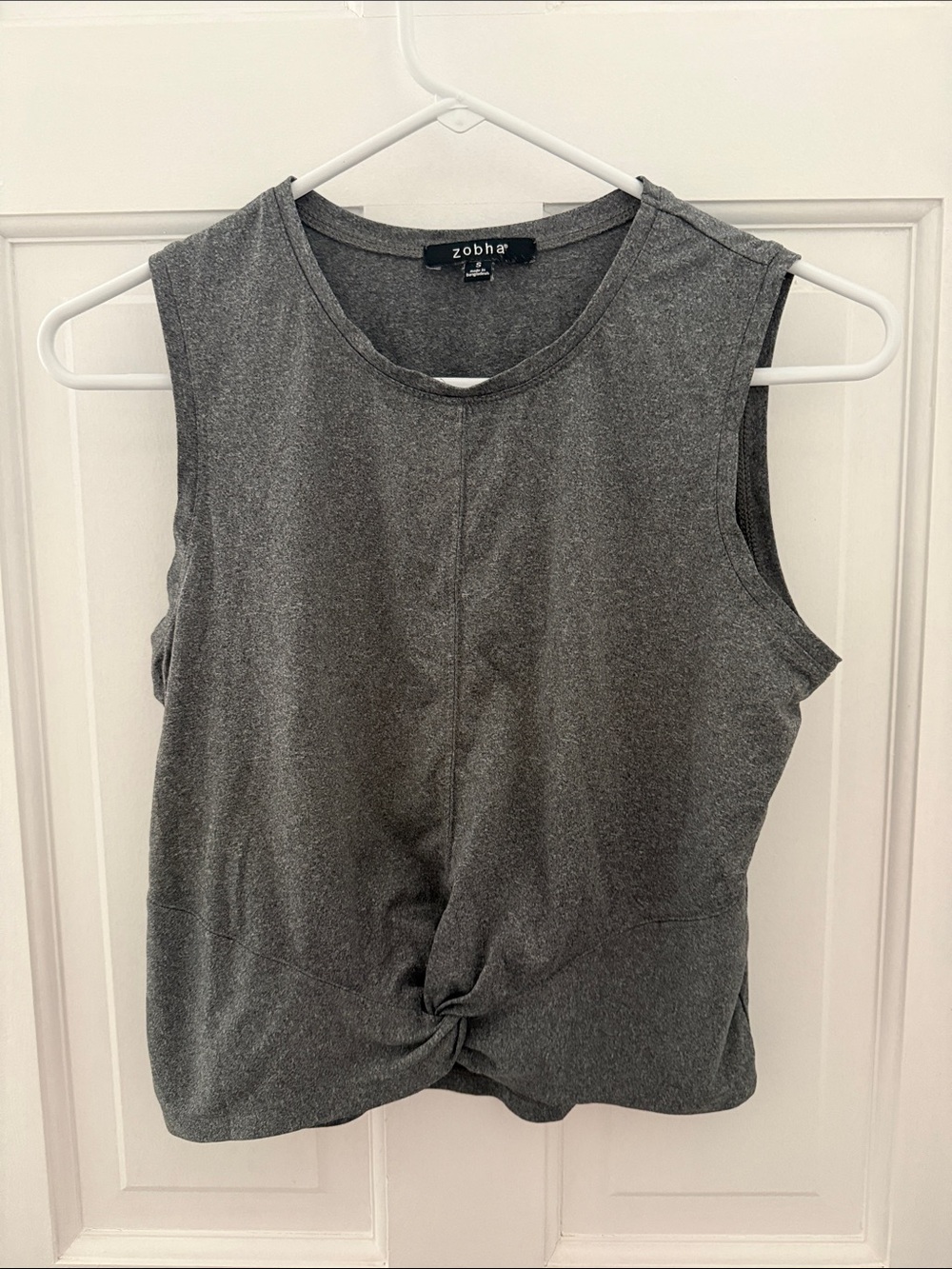Zobha Charcoal Twist-Front Sleeveless Tank